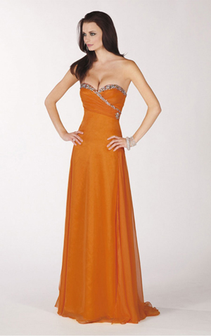  Floor-length Orange Tone Chiffon Bridesmaid Dress Gown