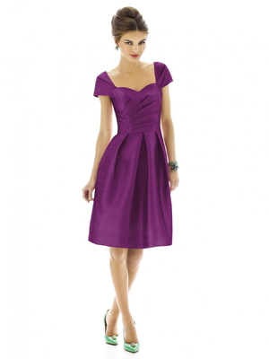 Knee-length Purple Bridesmaid Dress